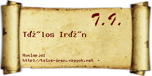 Tálos Irén névjegykártya